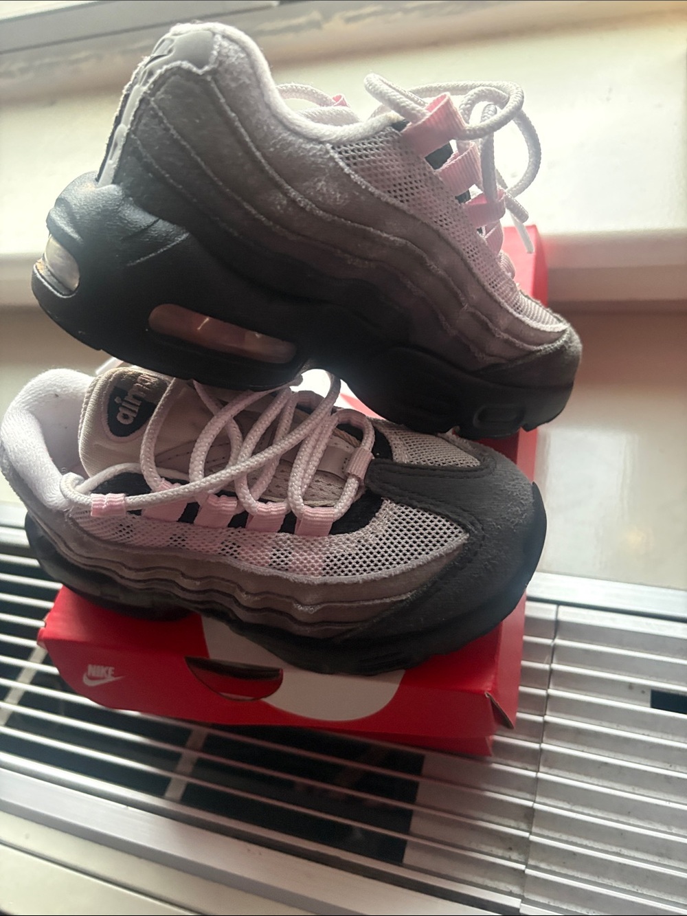 Nike Toddler Grey and Pink Air Max 95